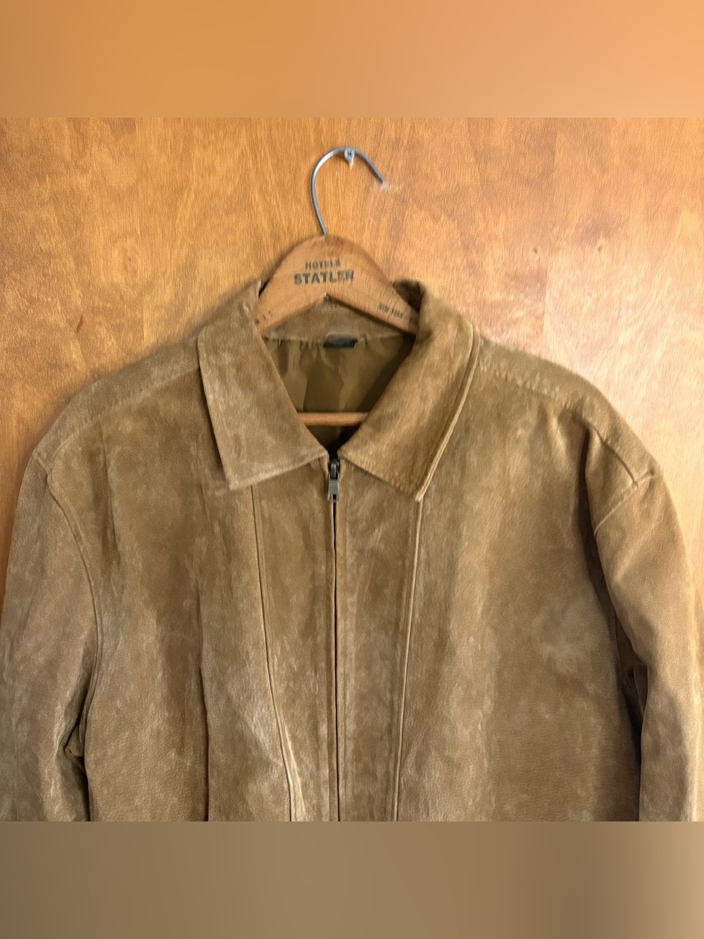 Vintage Tan Brown Suede Leather Zip Up Jacket XL Country Western Rodeo Festival - Picture 4 of 14